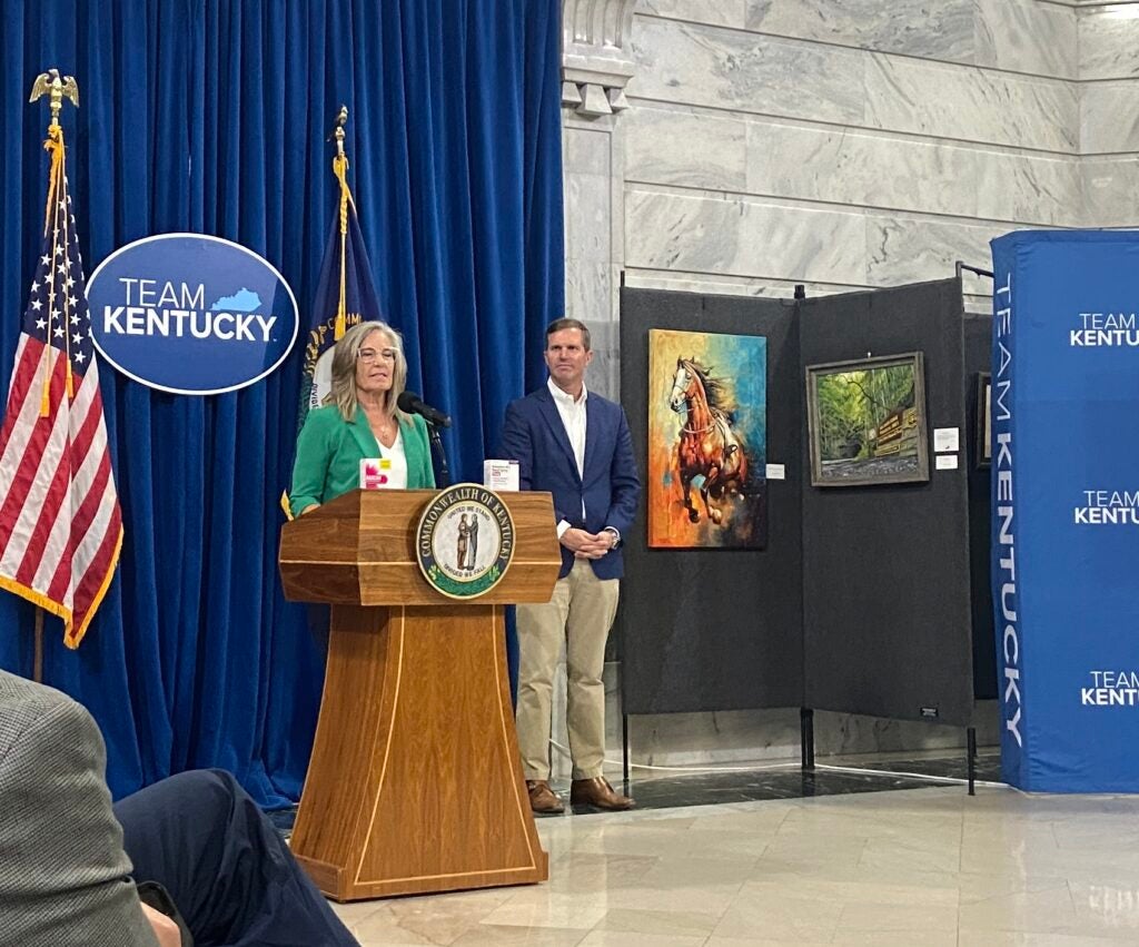 Gov. Andy Beshear makes announcement on opioid drug overdose death decline in Kentucky.