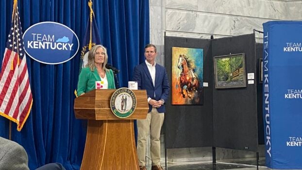 Gov. Andy Beshear makes announcement on opioid drug overdose death decline in Kentucky.